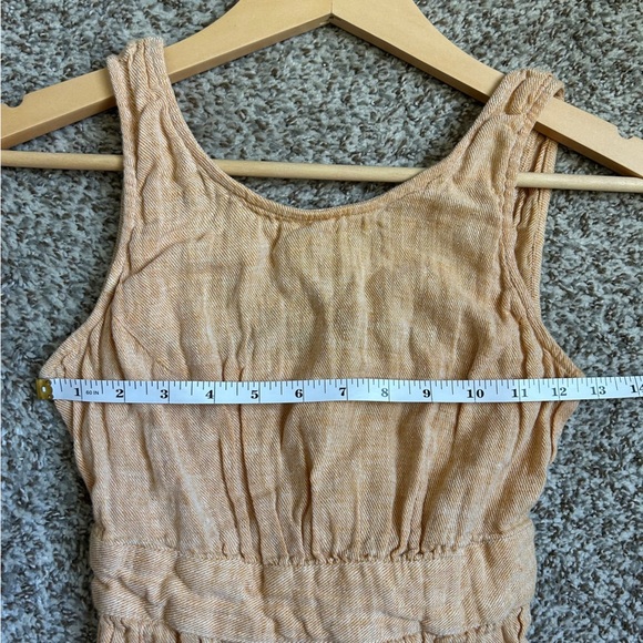 🦋Linen Blend Yellow Tan Sleeveless Mini Dress Casual Summer Neutral XS - Picture 4 of 5